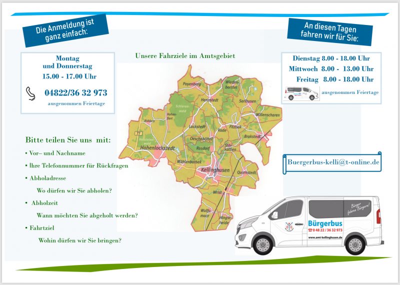 Bürgerbus Fahrplan und Anmeldung Gemeinde Fitzbek